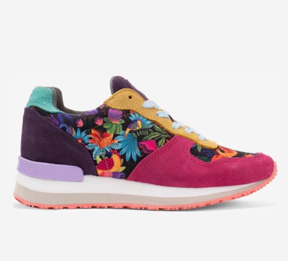 INKKAS Sokoke Jogger Sneakers Low Top Lace-Up Leather Floral Womens US 7 EU 38